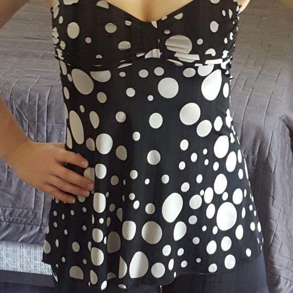 Black and white polka dot polyester fancy shirt - Picture 2 of 2
